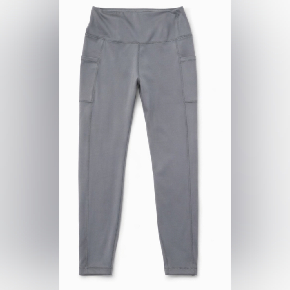 Yogalicious Lux Gray High Rise Leggings Size L Side Pockets Athletic